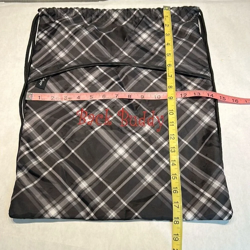 thirty-one Cinch Sack Bag Backpack Black Plaid 